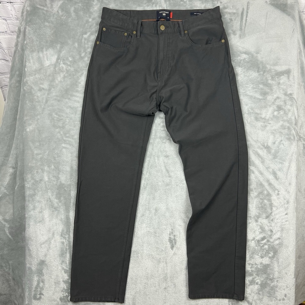 Dockers Men's Grey Comfort Knit Jean Cut Straight Fit Smart 360 Knit Pants 32x34